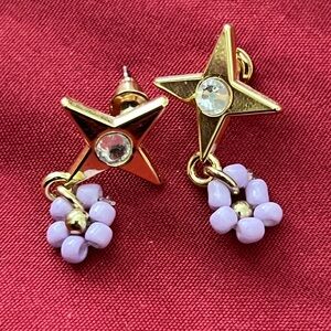 Harry Potter Gold Star Earrings with Purple Accents
